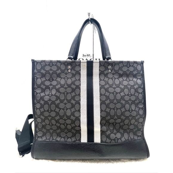 🔥🎁NEW! Coach DEMPSEY Tote 40 Handbag Signature Jacquard Black C1548 Msrp:$498. - Picture 2 of 7